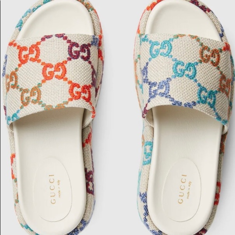 Gucci Platform multicolored Slides/ Sandals